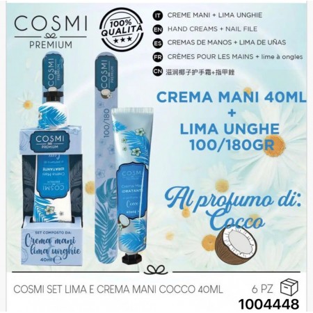 CREMA DE MANOS DE COCO SET CON LIMA DE UÑAS - COSMI